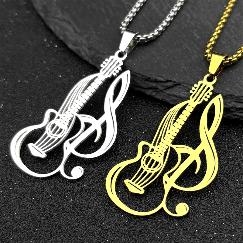 Musical Instrument Symbols - الهيب هوب الغيتار الكهربائي الموسيقى قلادة