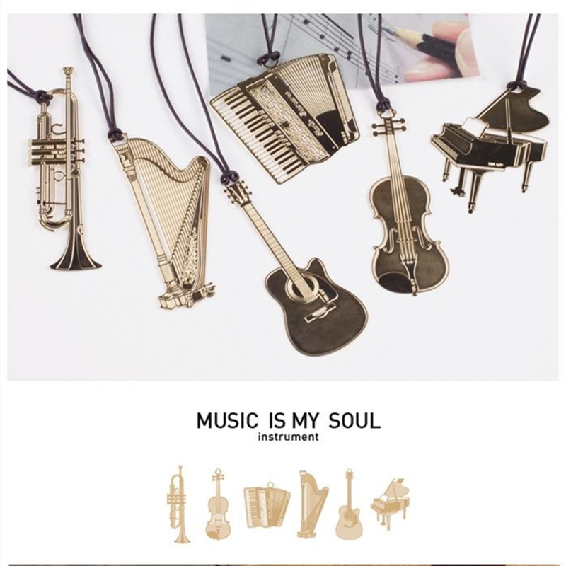 Musical Instrument Symbols - 6 قطعة الموسيقى المعادن المرجعية الذهب