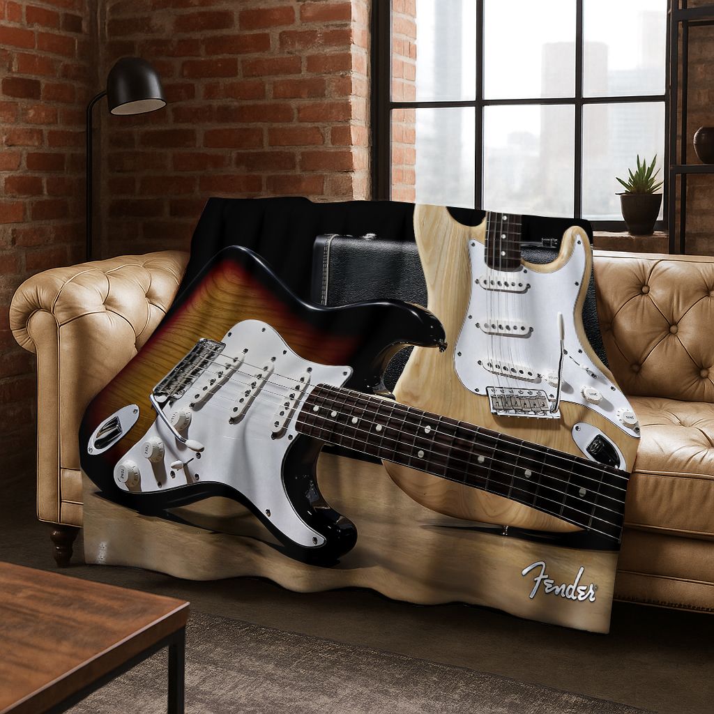 بطانية فلانيل أنيقة بشعار فندر - مراجعة Musical Instrument Logo وسعره