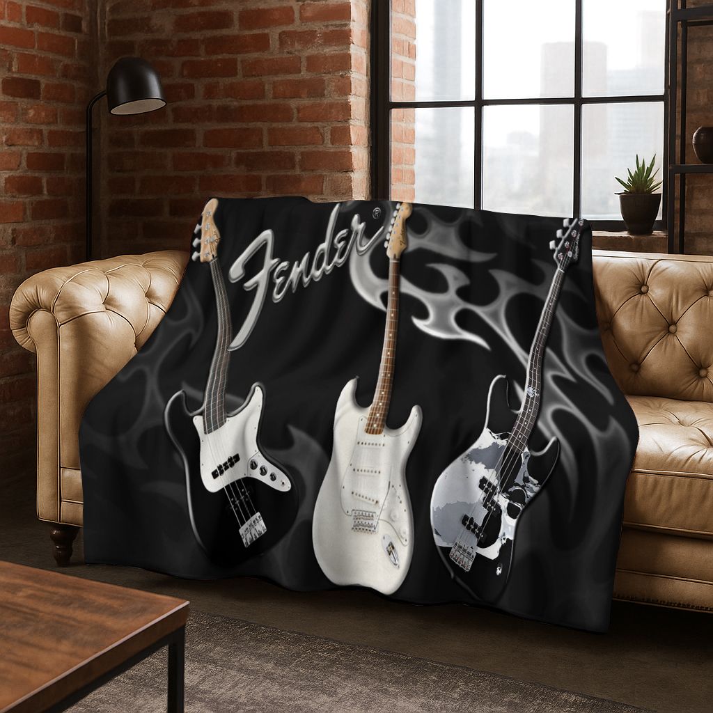 بطانية فلانيل أنيقة بشعار فندر - مراجعة Musical Instrument Logo وسعره